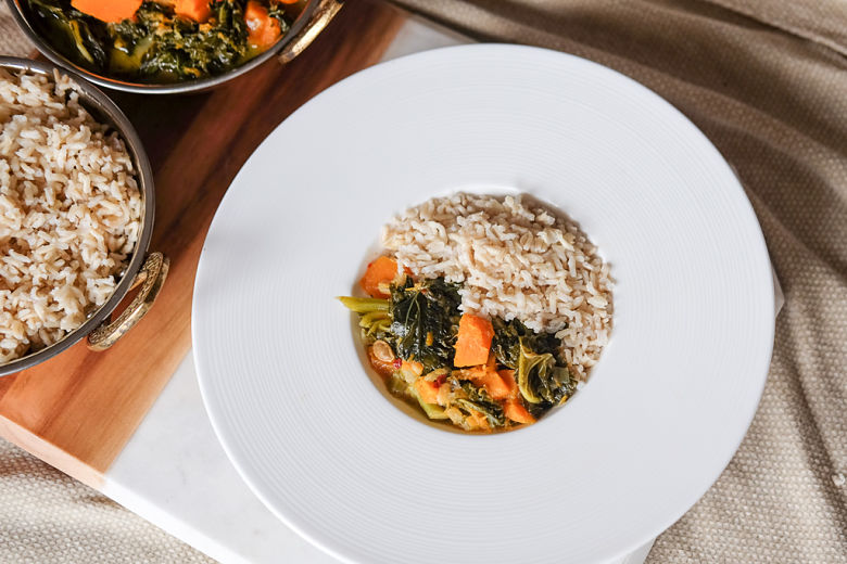 Coconut Braised Kale and Butternut Squash Curry