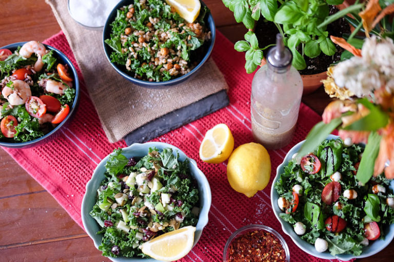 kale salads 4 ways keeping lunch healthy ⋆ Sweet & Masālā