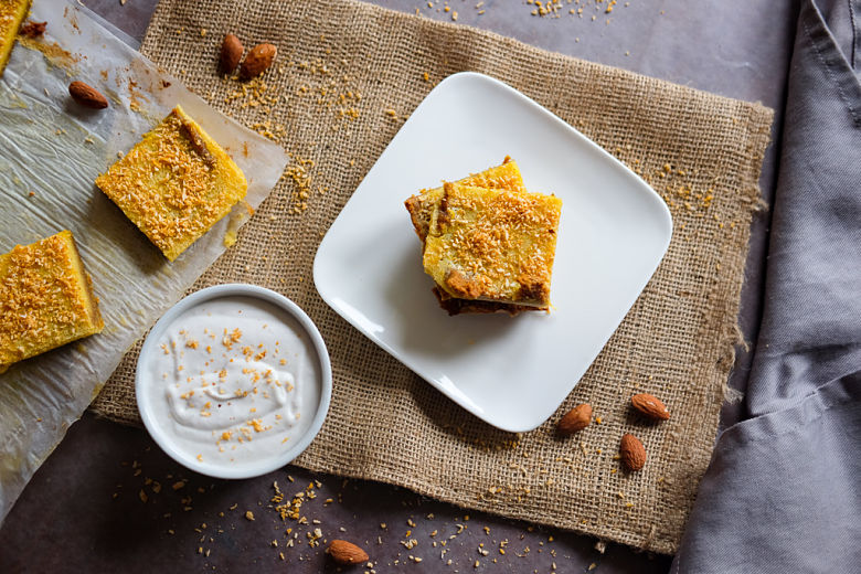 Coconut Lemon Bars with Cayenne and Vegan Whipped Cream
