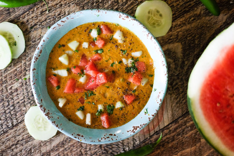 Indian Spiced Watermelon Gazpacho ⋆ Sweet & Masālā