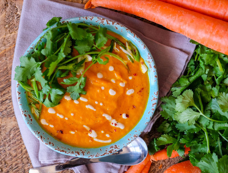 Creamy Carrot Ginger & Turmeric Soup ⋆ Sweet & Masālā
